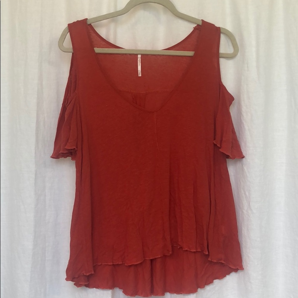 Free people open shoulder short sleeve top